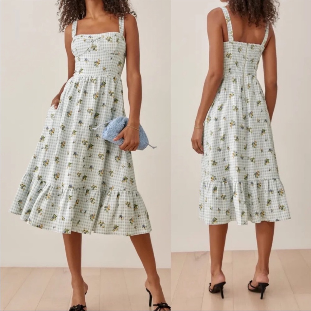 Reformation Maegan Linen Dress in Alfresco 8 NWT